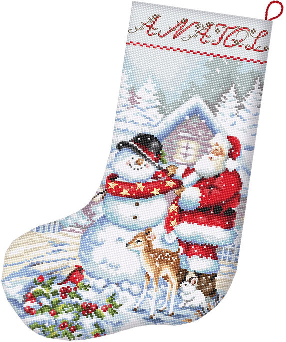 Snowman and Santa Stocking Cross Stitch Kit