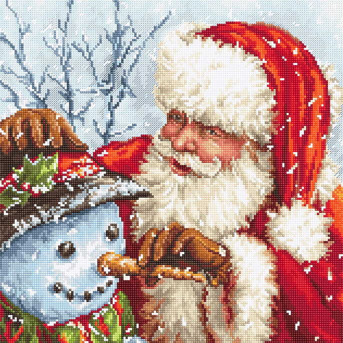 Santa Claus and Snowman Cross Stitch Kit