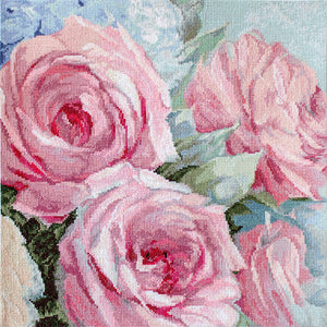 Pale Pink Roses Cross Stitch Kit