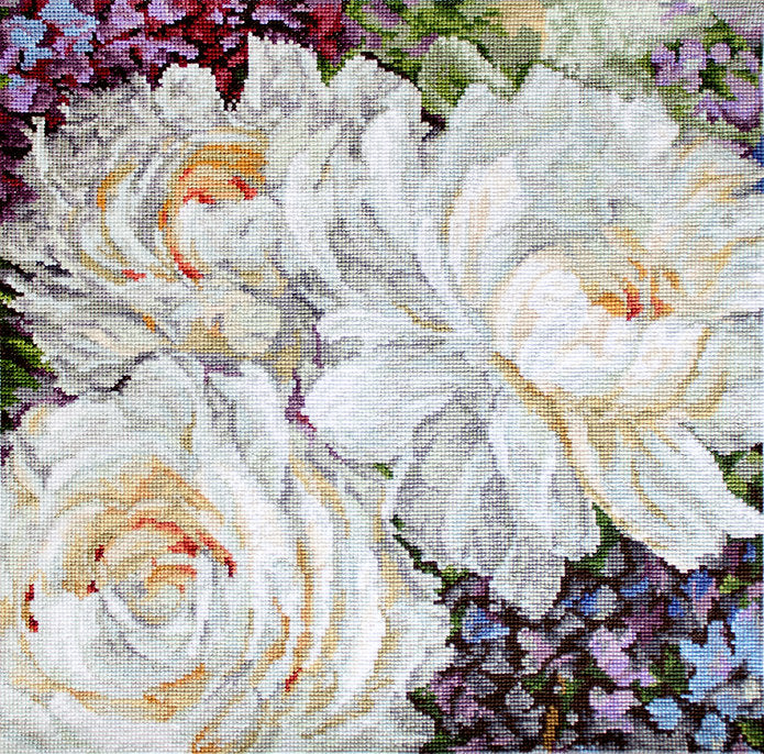 White Roses Cross Stitch Kit