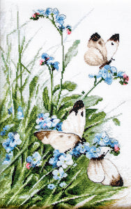 Butterflies and Bluebird Flowers Cross Stitch Kit