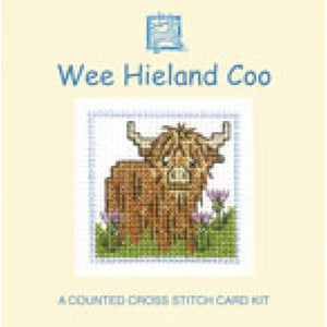 Wee Hieland Coo (Highland Cow) - Cross Stitch Mini Card Kit