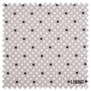 Knitting Bag (Fabric Handles) - Grey Linen Polka Dot