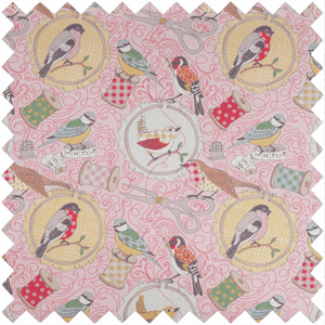 Knitting Bag (Fabric Handles) - Birds on Bobbin