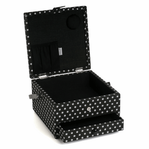 Square Sewing Box with Draw - Black Star