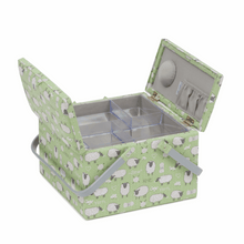 Load image into Gallery viewer, Square Sewing Box - Twin Lid - Sheep