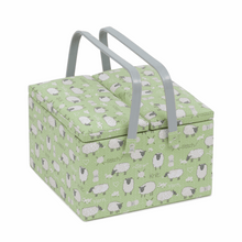 Load image into Gallery viewer, Square Sewing Box - Twin Lid - Sheep