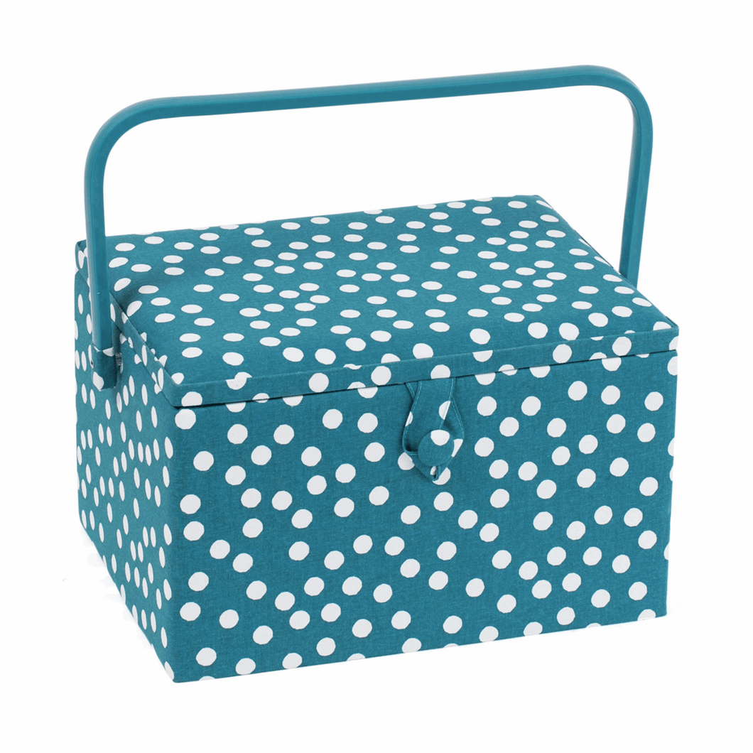 Teal Spot Large Sewing Box