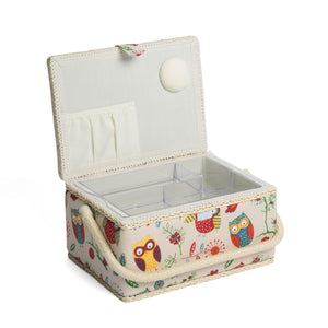 Medium Sewing Box / Basket and Pin Cushion - Owl