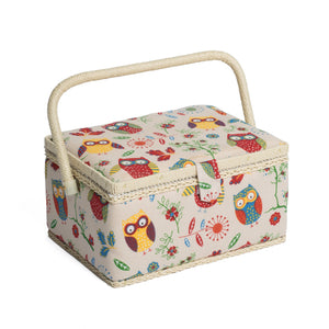 Medium Sewing Box / Basket and Pin Cushion - Owl