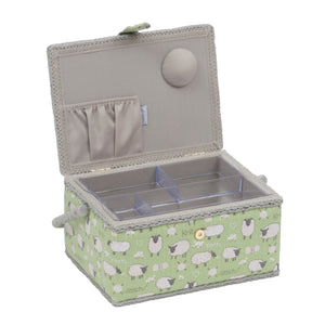 Medium Sewing Box / Basket and Pin Cushion - Sheep