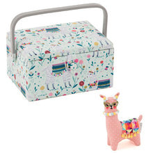 Load image into Gallery viewer, Medium Sewing Box / Basket and Pin Cushion - Llama / Alpaca