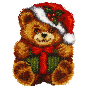 Christmas Bear - Latch Hook Cushion Kit