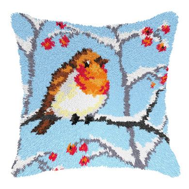 Winter Bird (Robin) - Latch Hook Cushion Kit