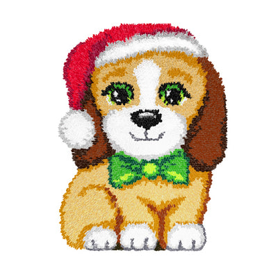 Christmas Beagle - Latch Hook Cushion Kit