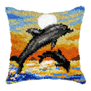 Dolphins - Latch Hook Cushion Kit