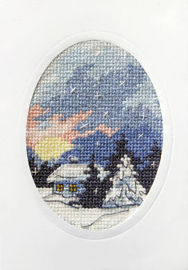 Moonlit Cottage Christmas Card Cross Stitch Kit