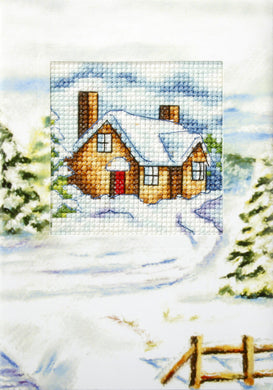 House in Winter Christmas Card Cross Stitch Kit
