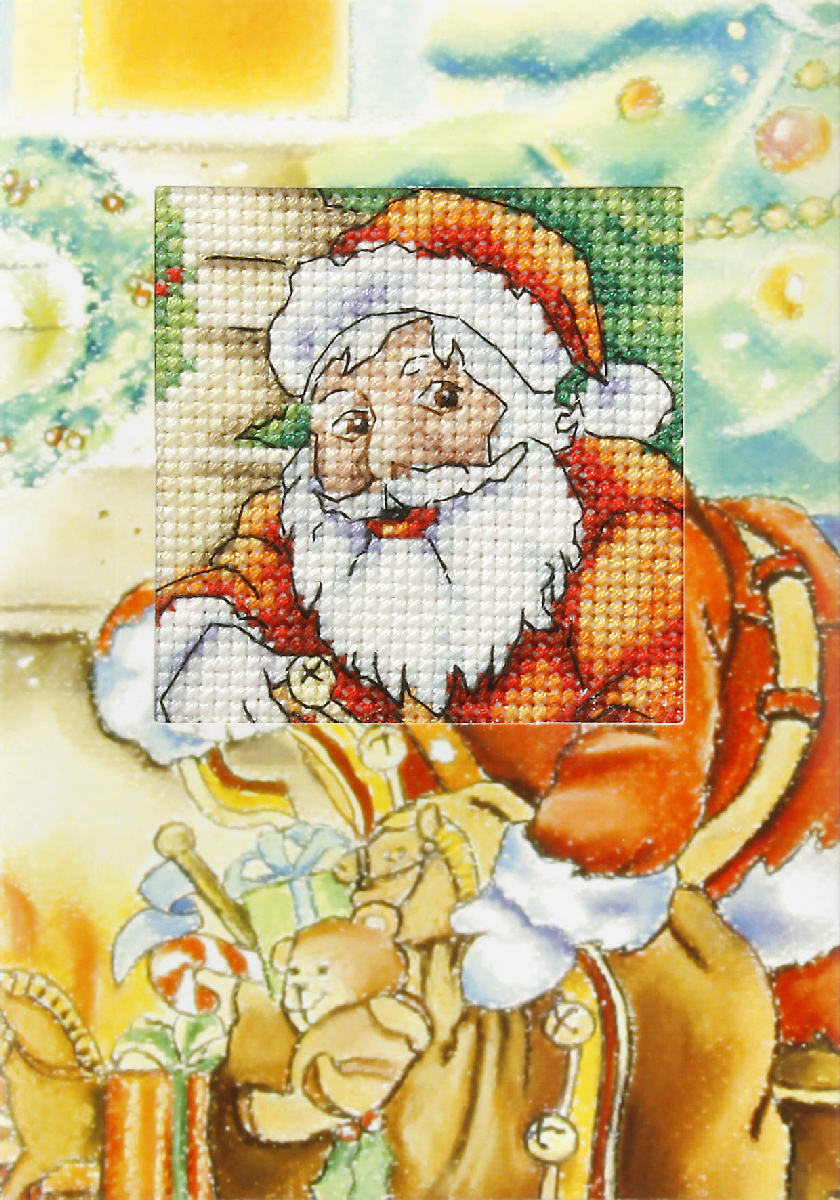 Santa Claus with Gifts Christmas Card Cross Stitch Kit