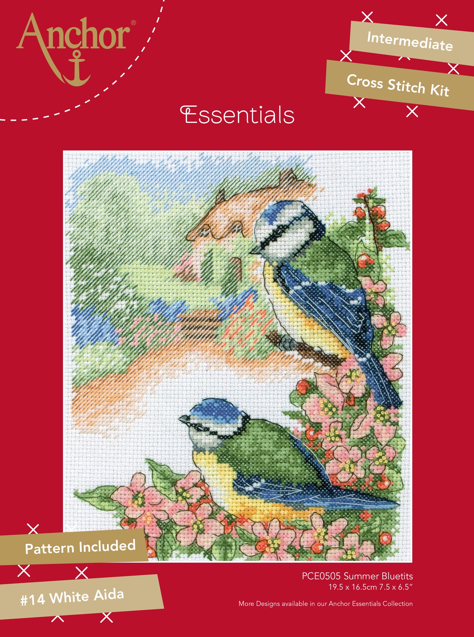 Anchor Counted Cross Stitch Kit Summer Blue Tit Cotton Club Crafts