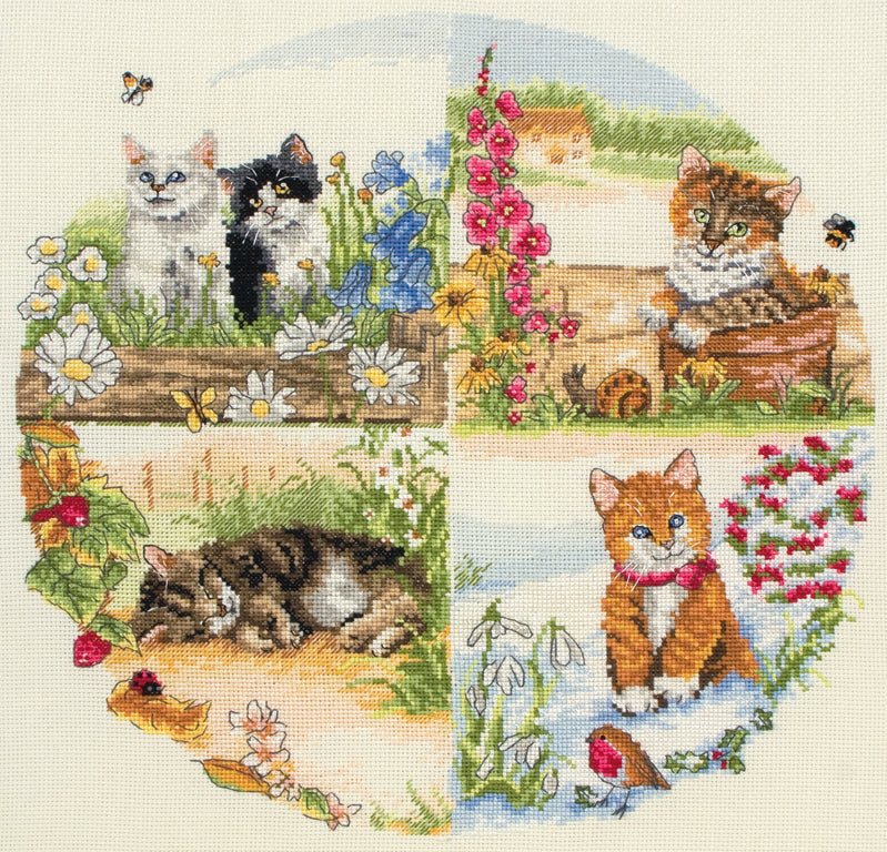 Cats and Seasons Cross Stitch Kit