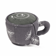 Load image into Gallery viewer, Pin Cushion - Tea Cup - Grey Bees