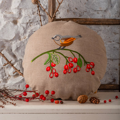 Vintage Birds Embroidery Round Cushion Kit