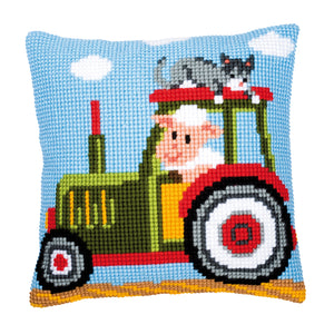 Tractor Cross Stitch Cushion Front Kit