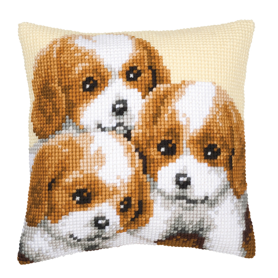 Puppies Cross Stitch Cushion Front Kit