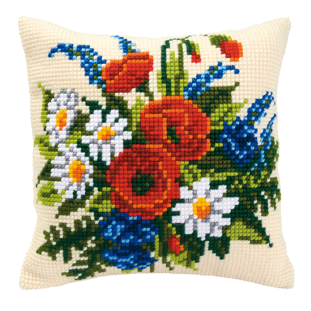 Mixed Flowers Cross Stitch Cushion Front Kit