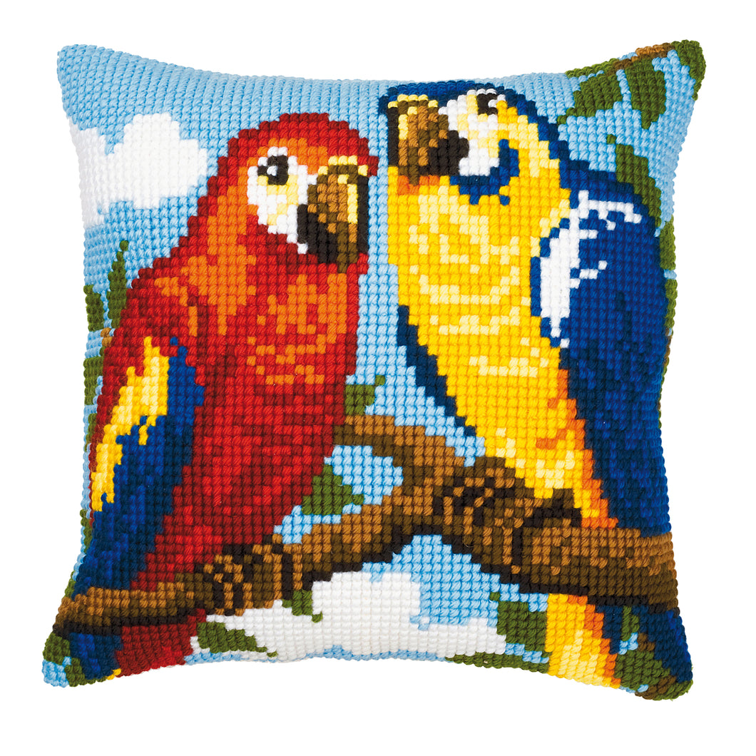 Parrots Cross Stitch Cushion Front Kit