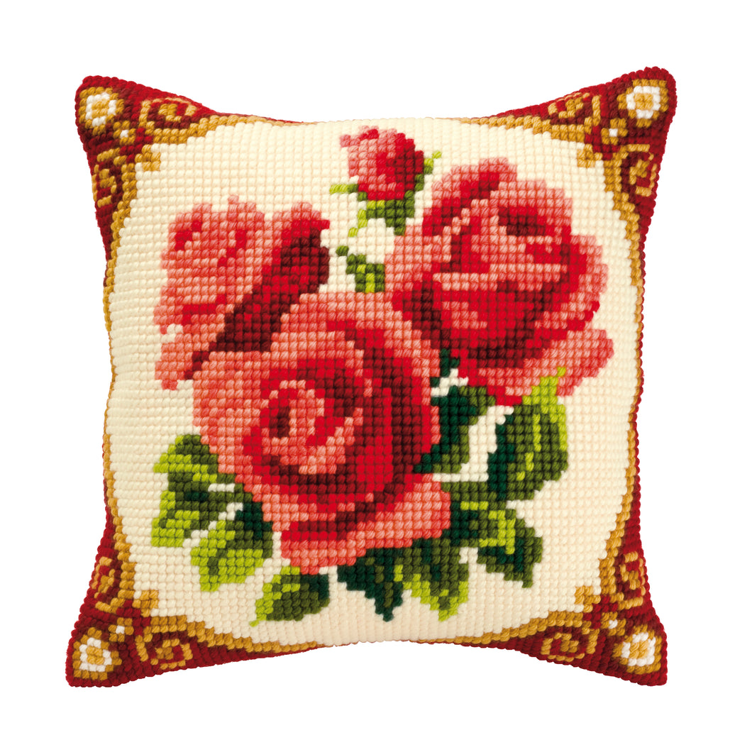 Red Roses Cross Stitch Cushion Front Kit