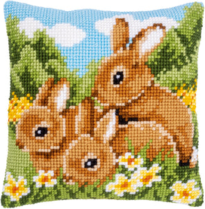 Rabbits - Cross Stitch Cushion Front Kit