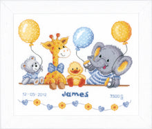 Load image into Gallery viewer, Animals Celebrate Baby Shower Cross Stitch Kit