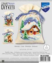 Load image into Gallery viewer, Wintertime Gift Bags Cross Stitch Kit