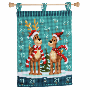 Deer (Elk) with Scarves Cross Stitch Wall Hanging Kit