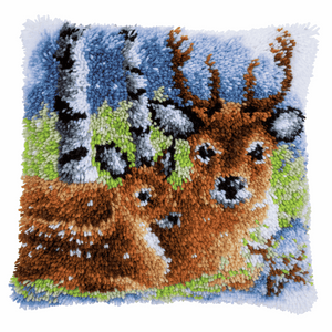 Deer in Snow - Latch Hook Cushion Front Kit