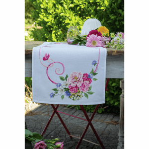 Classic Flowers Bouquet Table Runner Cross Stitch Kit