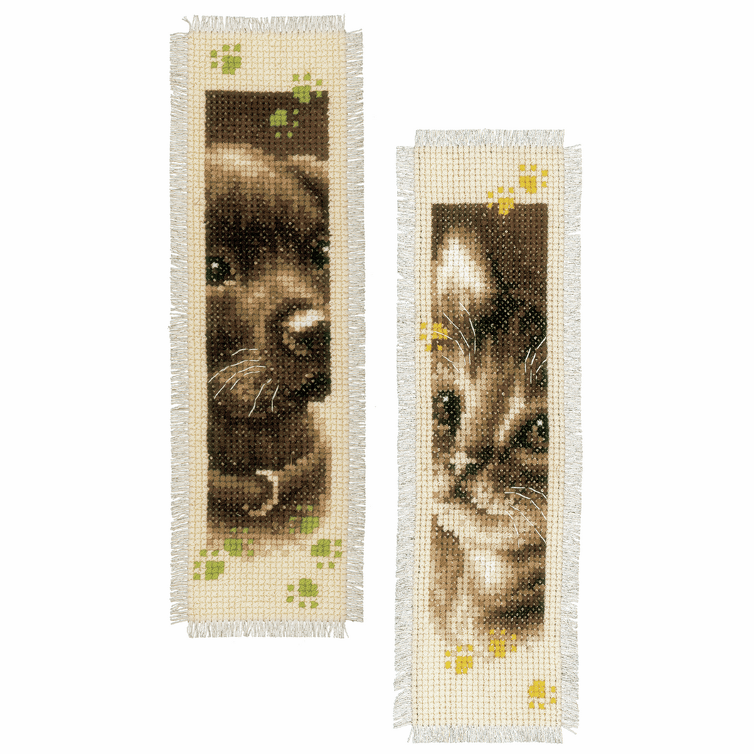 Cat and Dog - Cross Stitch Bookmark Kit - Set of 2