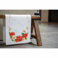 Load image into Gallery viewer, Christmas Flowers Table Runner Cross Stitch Kit