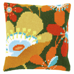 Retro Flowers - Cross Stitch Cushion Front Kit