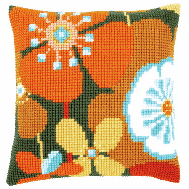 Retro Flowers - Cross Stitch Cushion Front Kit