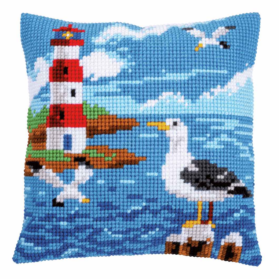 Lighthouse and Seagulls - Cross Stitch Cushion Front Kit
