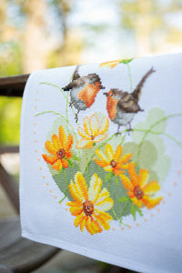 Robin & Flowers Table Runner Cross Stitch Kit