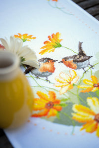 Robin & Flowers Table Runner Cross Stitch Kit