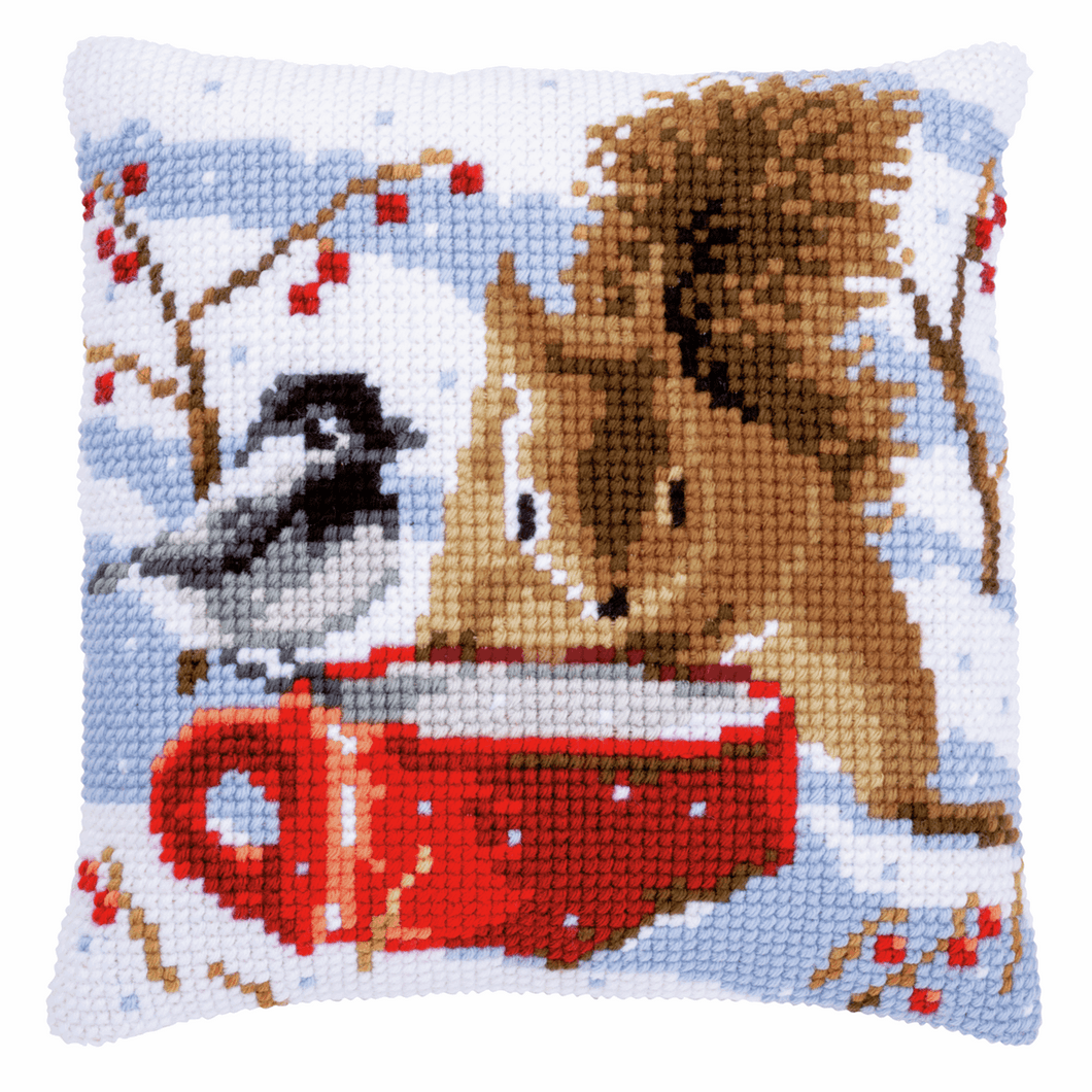 Squirrel and Tit - Cross Stitch Cushion Front Kit