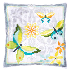Butterflies and Flowers Cross Stitch Cushion Front Kit