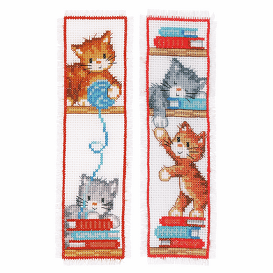 Playful Kittens - Cross Stitch Bookmark Kit - Set of 2