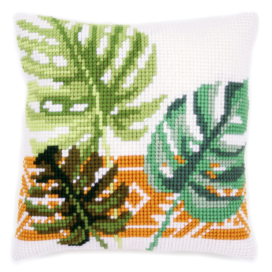 Botanical Leaves Cross Stitch Cushion Front Kit