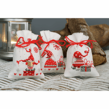 Load image into Gallery viewer, Christmas Gnomes - Pot Pourri Bag Cross Stitch Kit